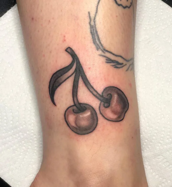 Black and White Cherry Tattoo 1