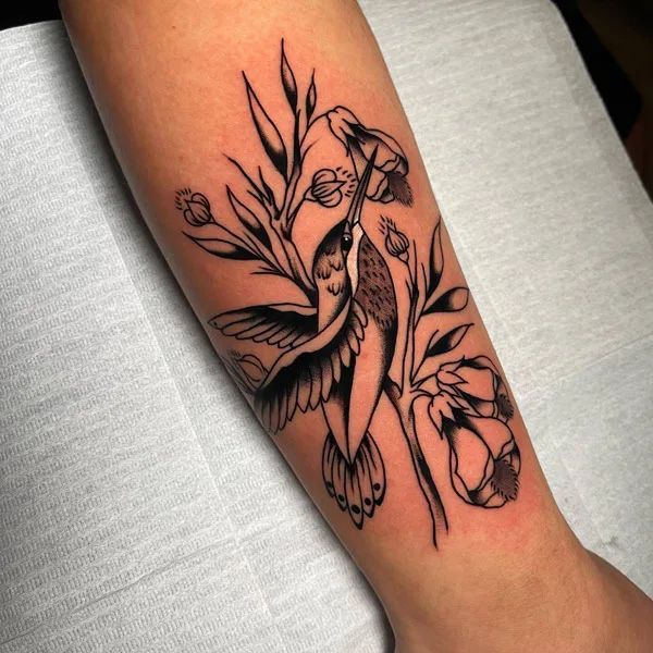 Black and White Hummingbird Tattoo 1