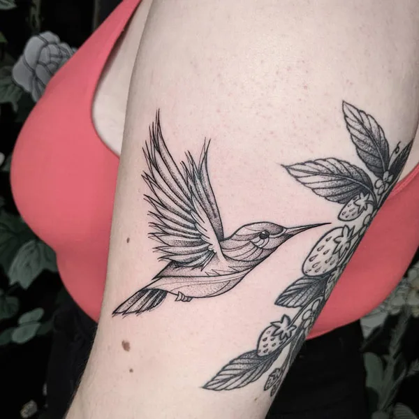 Black and White Hummingbird Tattoo 2