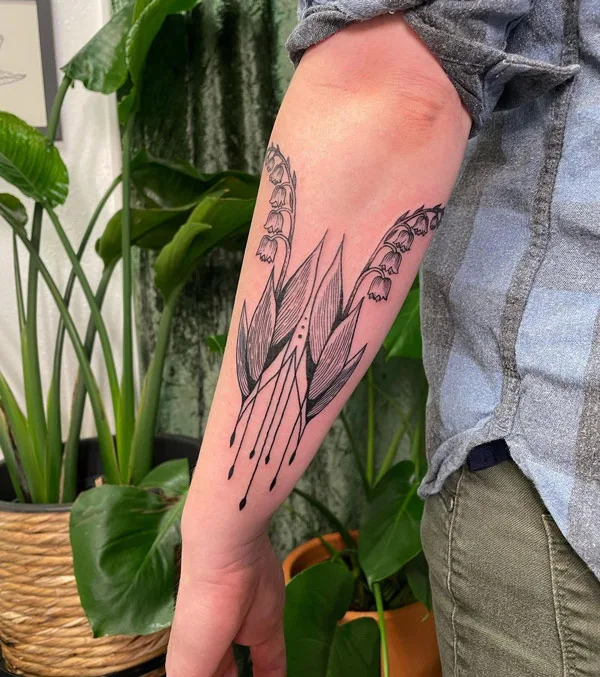 Black and White Lily of The Valley Tattoo1