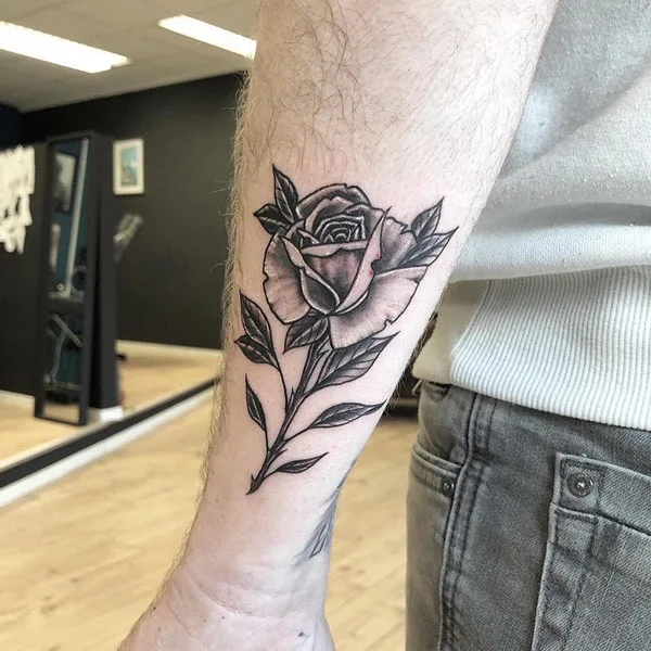 Black and White Rose Tattoo