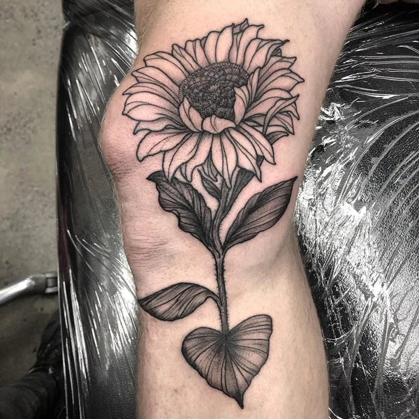 Black and White Sunflower Tattoo 1