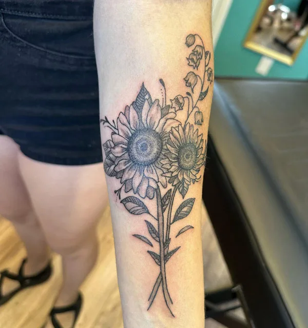 Black and White Sunflower Tattoo 2
