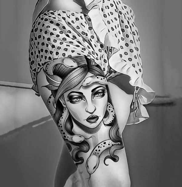 Black and white Medusa Tattoo