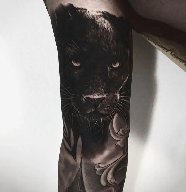 Black panther cover up tattoo