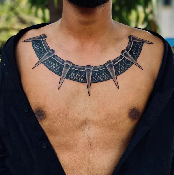 Black panther necklace tattoo