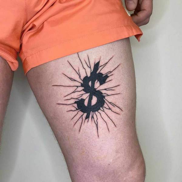 Blackwork Dollar Sign Tattoo
