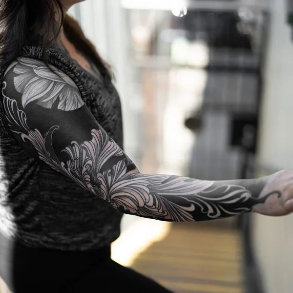 Blackwork Flower Tattoo