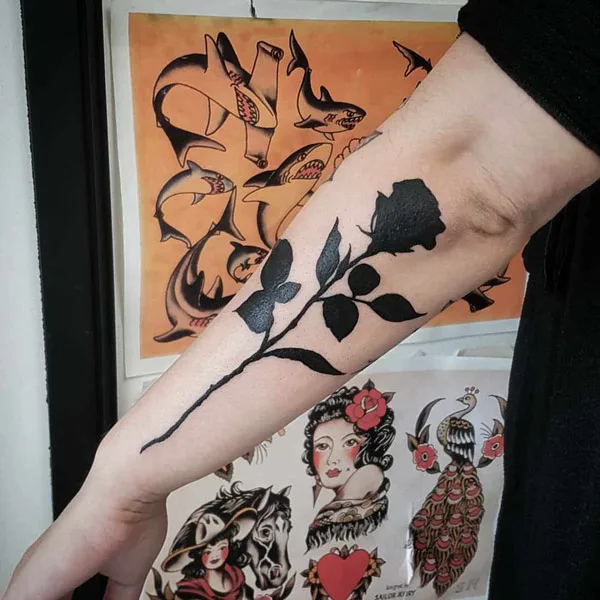 Blackwork Rose Tattoo 1