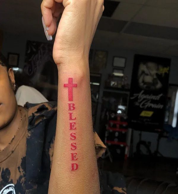 Blessed cross tattoo
