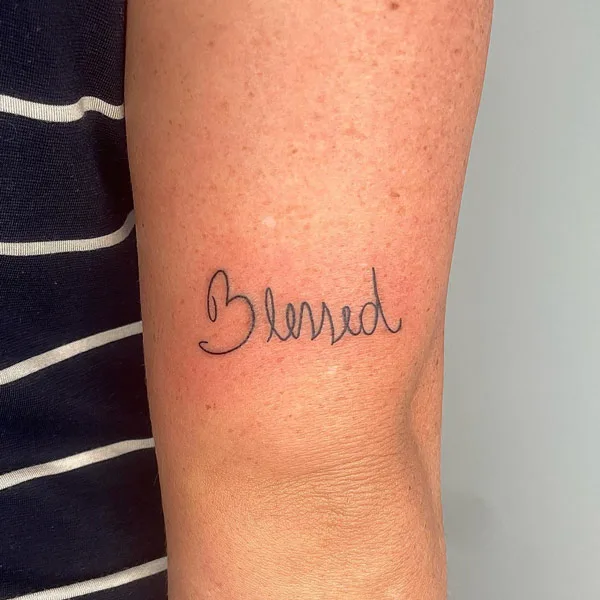 Blessed fine line tattoo
