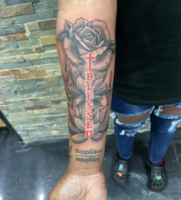 Blessed forearm tattoo 3