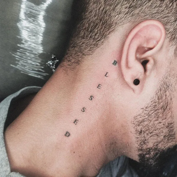 Blessed tattoo on neck 2