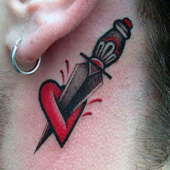 Broken heart tattoo on neck