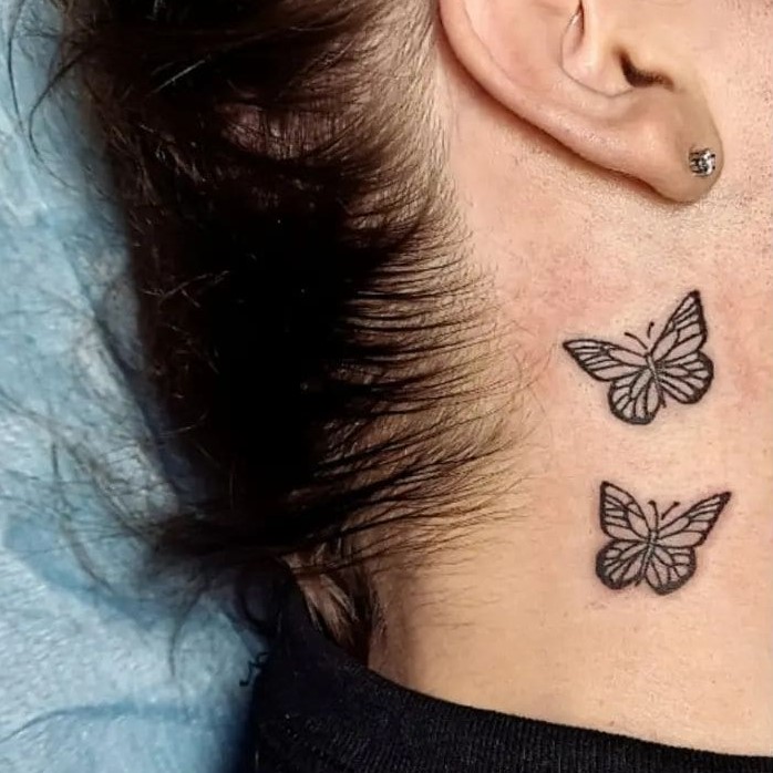 Butterflies Behind the Ear with Lines Inside It
