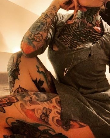 Butterfly Design Tattoo With Heart and Flowers for Thigh