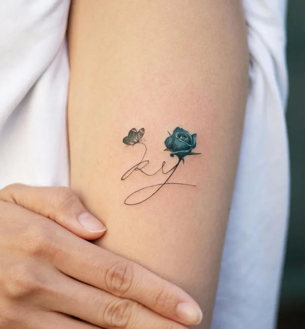Butterfly Initial Tattoo 2