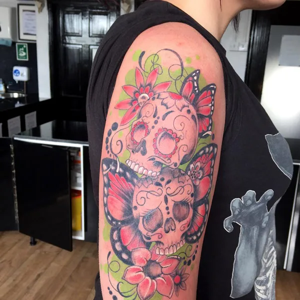 Butterfly Sugar Skull Tattoo 2