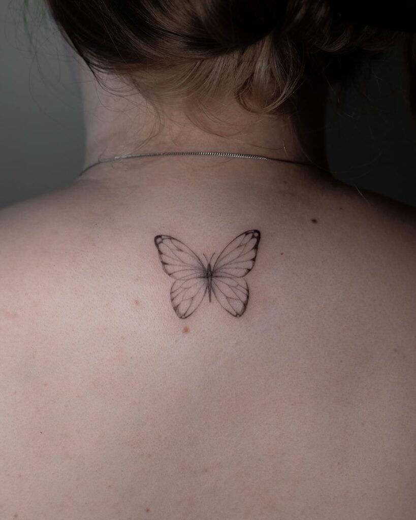 Butterfly Tattoo Designs on the Back of the Neck