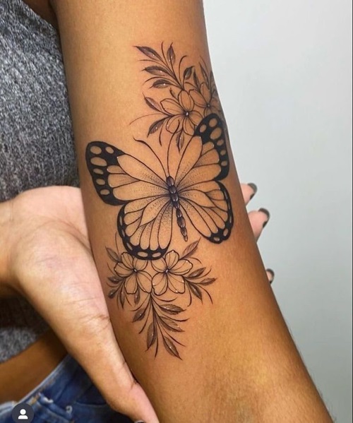 Butterfly and Floral Scribble