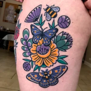 Butterfly and bee tattoo 1