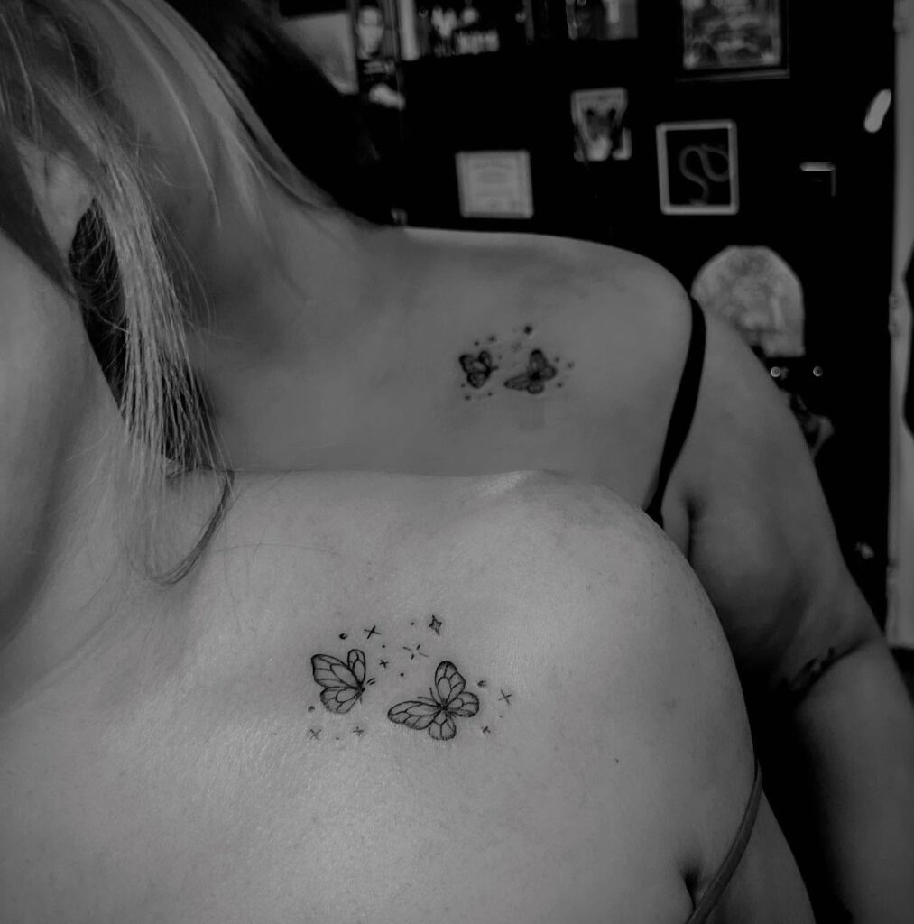 Butterfly and Stars Tattoos A Graceful Mother Daughter Connection