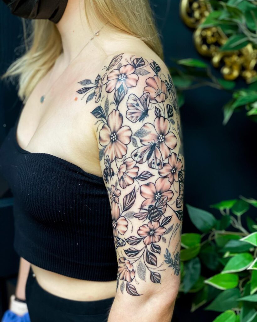 Butterfly, Bee, and Floral Nature Tattoos: Adorn Your Half Sleeve with Beauty