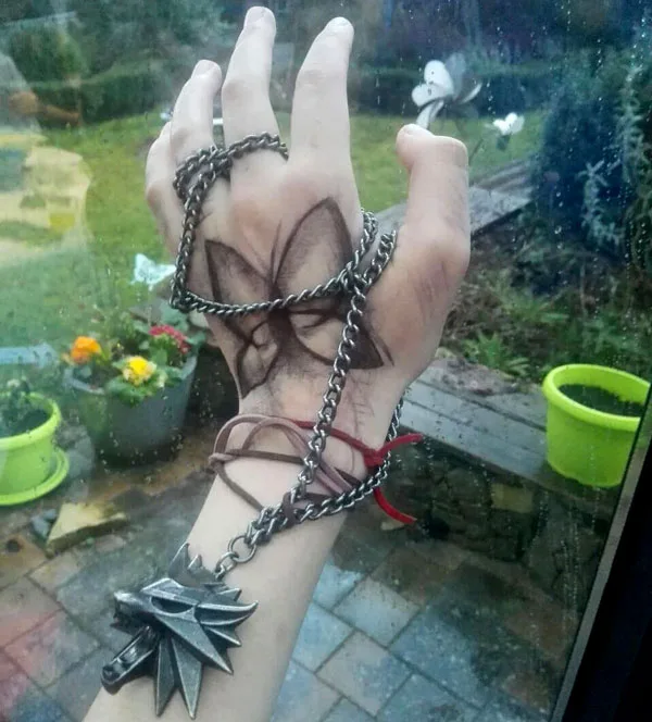 Butterfly hand tattoo stencil