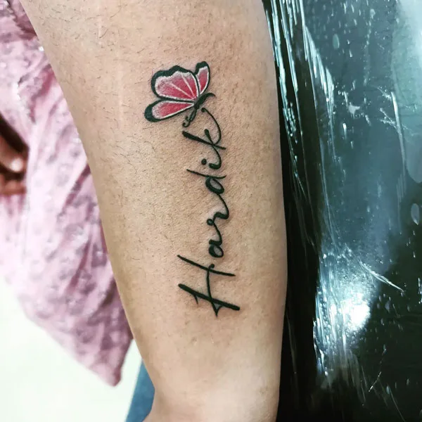 Butterfly name tattoo