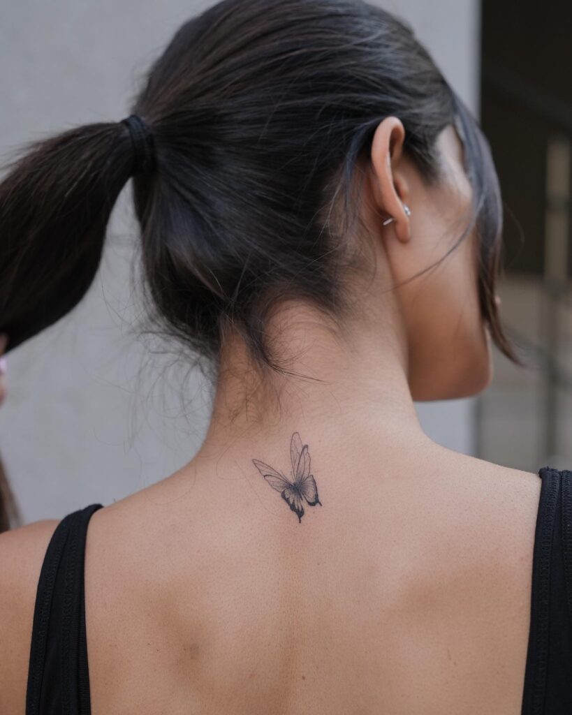 Butterfly Neck Tattoo Elegant Symbol of Transformation and Freedom