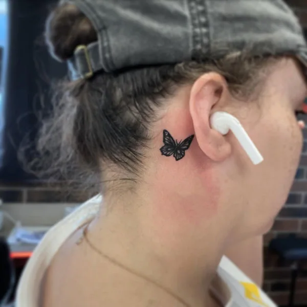 Butterfly tattoo behind ear 1