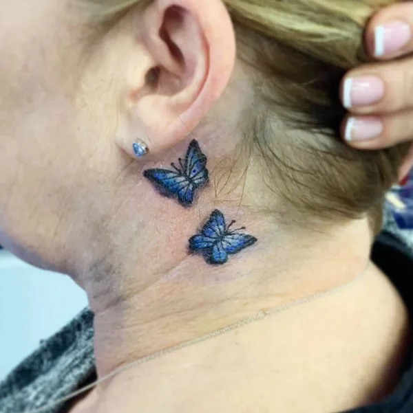 Butterfly tattoo behind ear 10