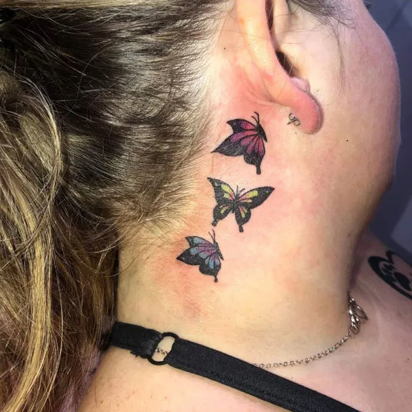 Butterfly tattoo behind ear 102