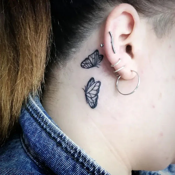 Butterfly tattoo behind ear 103