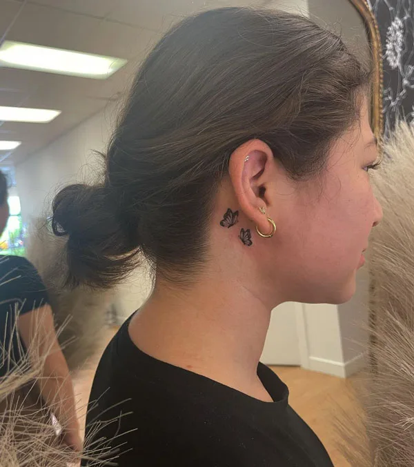 Butterfly tattoo behind ear 106