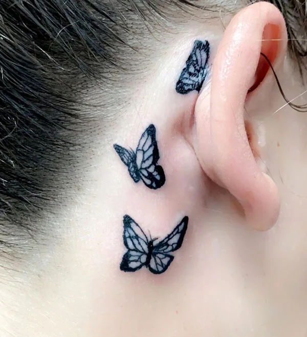 Butterfly tattoo behind ear 109