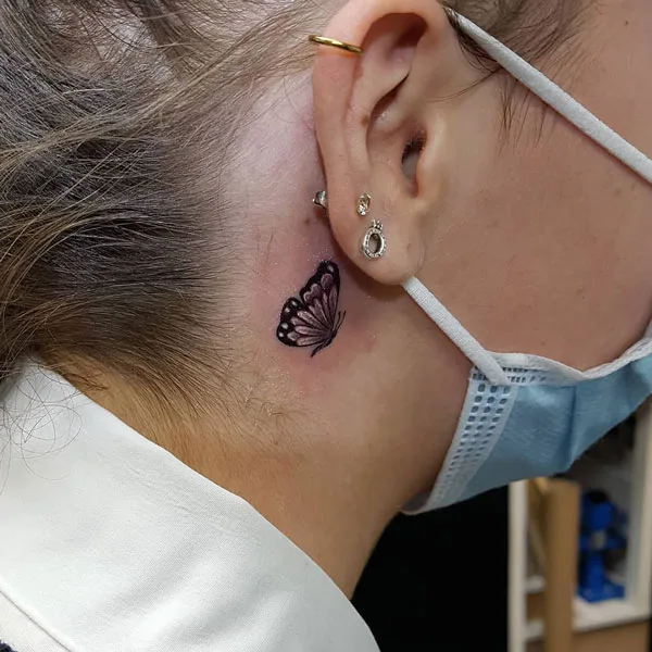 Butterfly tattoo behind ear 20