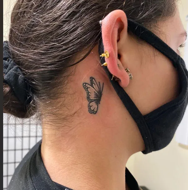 Butterfly tattoo behind ear 24