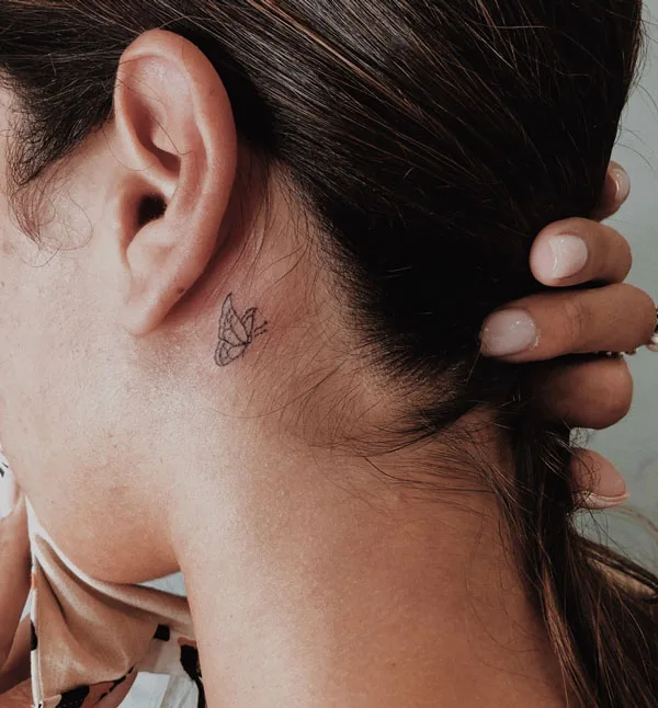 Butterfly tattoo behind ear 26