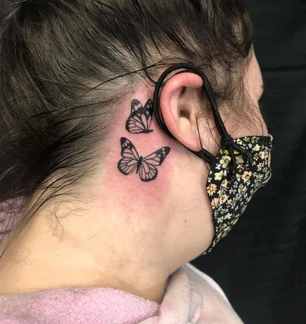 Butterfly tattoo behind ear 38