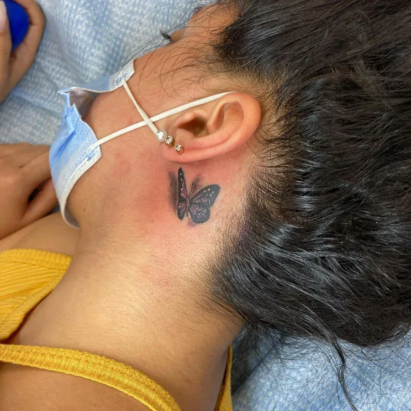 Butterfly tattoo behind ear 41