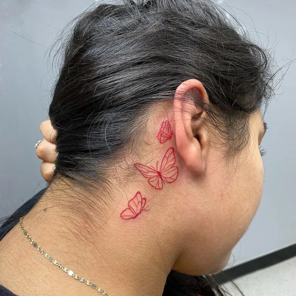 Butterfly tattoo behind ear 45