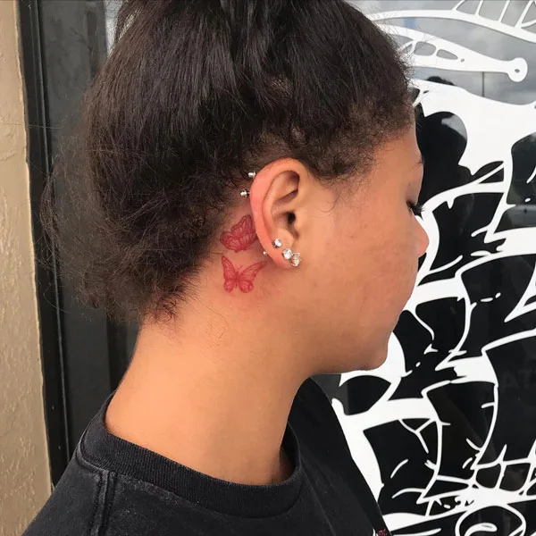 Butterfly tattoo behind ear 54