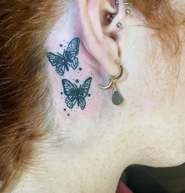 Butterfly tattoo behind ear 58