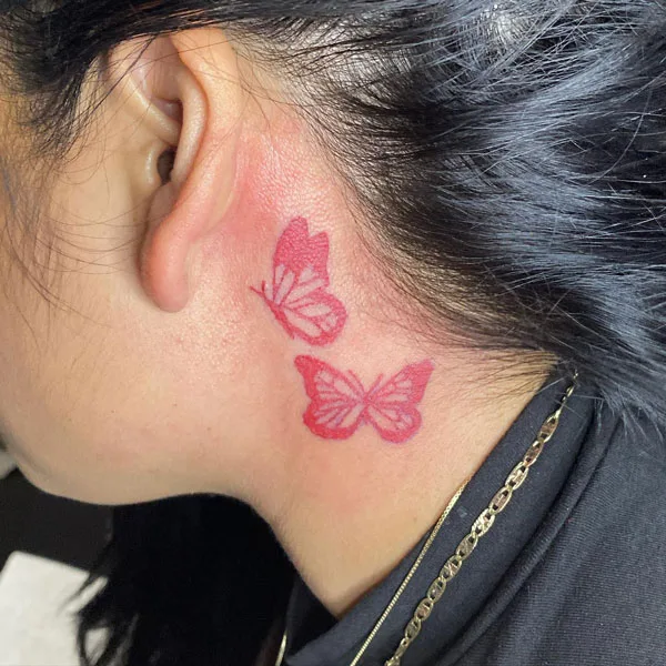 Butterfly tattoo behind ear 62