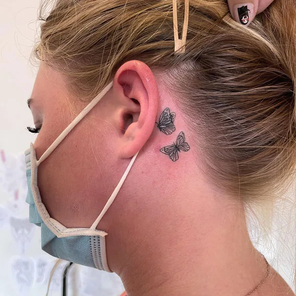 Butterfly tattoo behind ear 64
