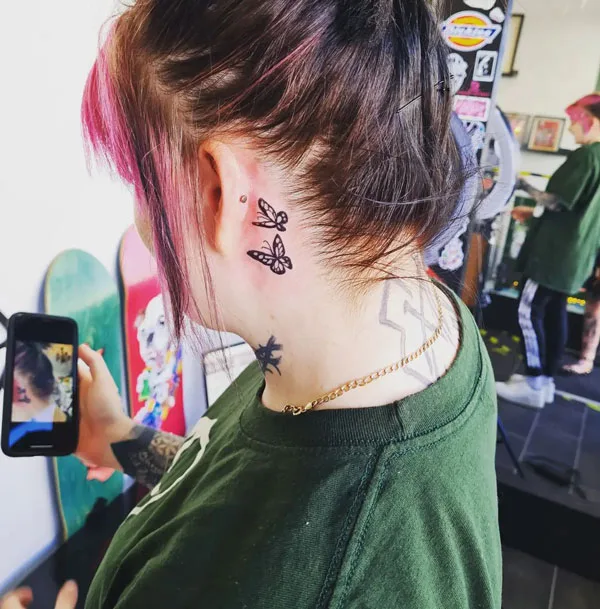 Butterfly tattoo behind ear 65