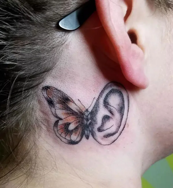 Butterfly tattoo behind ear 66