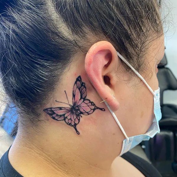Butterfly tattoo behind ear 67