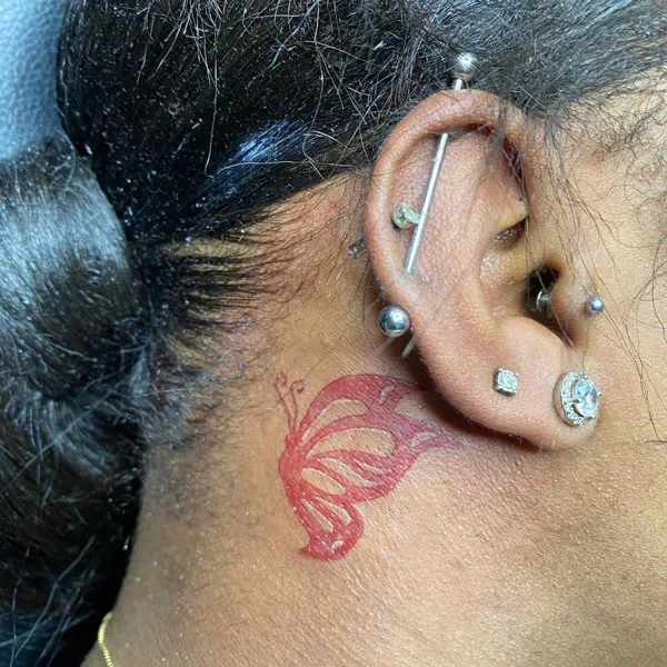 Butterfly tattoo behind ear 71